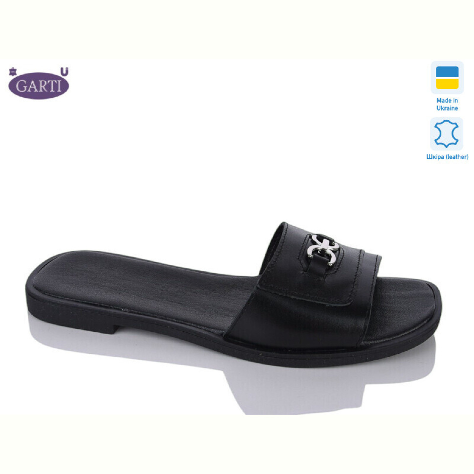 Шлепки Garti 44 чорна шкіра