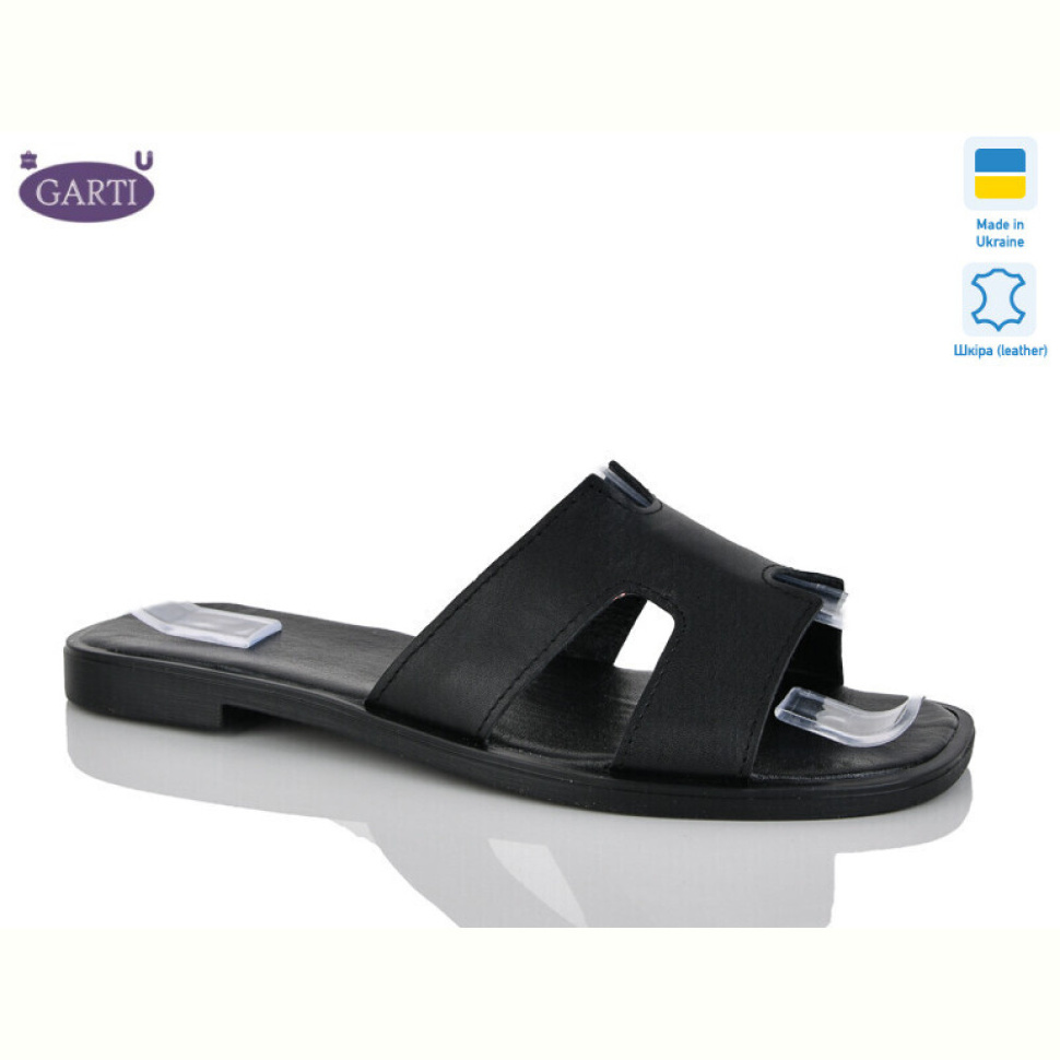 Шлепки Garti 64 чорна шкіра