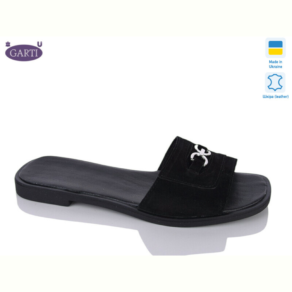 Шлепки Garti 44 чорний замш