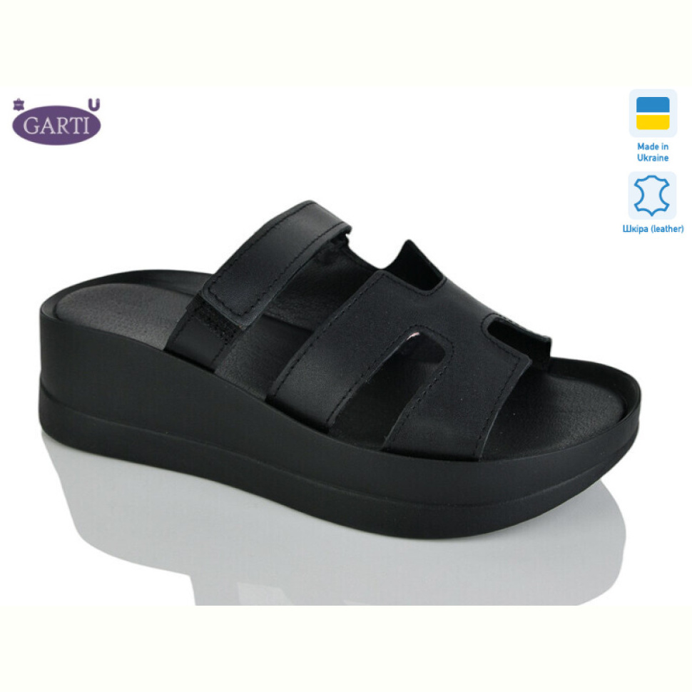 Шлепки Garti 0193 чорна шкіра Шлепки Garti 0193 чорна шкіра