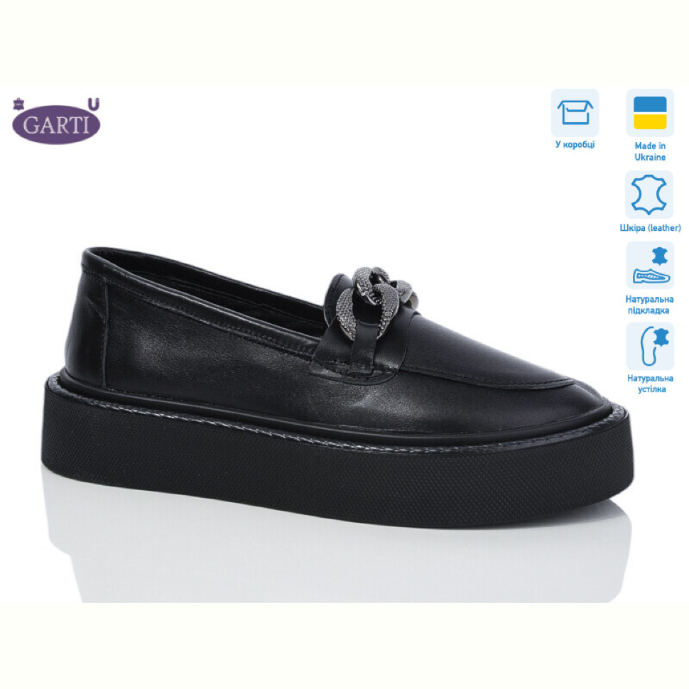 Туфли Garti 0182 чорна шкіра Туфли Garti 0182 чорна шкіра