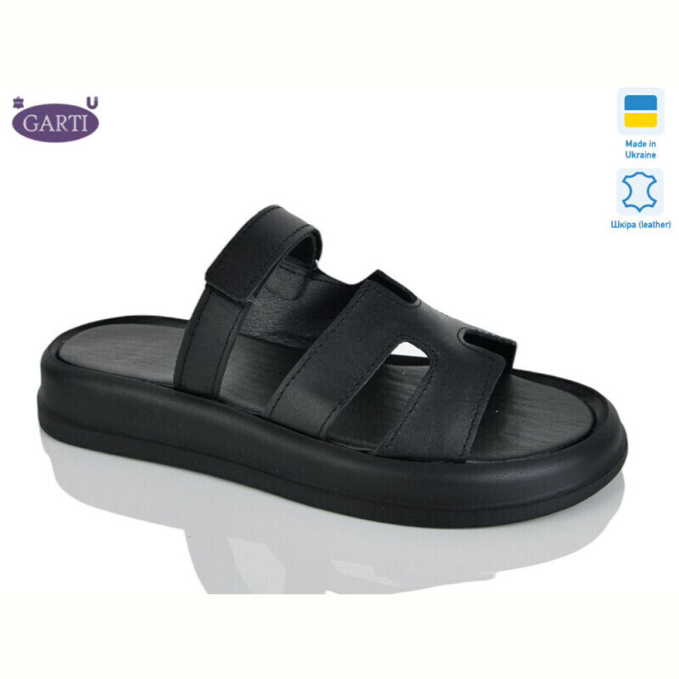 Шлепки Garti 6191 чорна шкіра