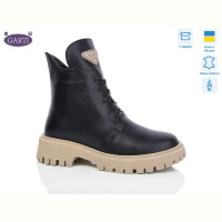 Ботинки Garti 348 чорна шкіра-беж хутро