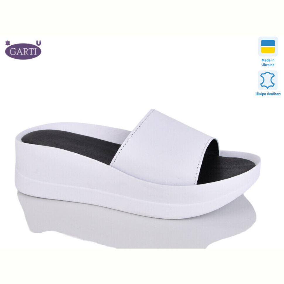 Шлепки Garti 0133 біла шкіра