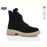 Ботинки Garti 348 чорний замш-беж байка