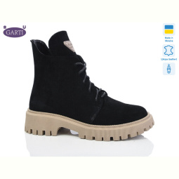 Ботинки Garti 348 чорний замш-беж байка
