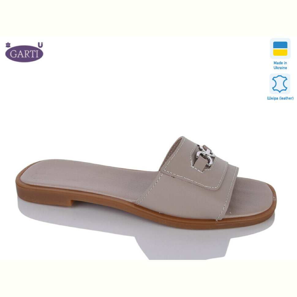 Шлепки Garti 44 беж шкіра