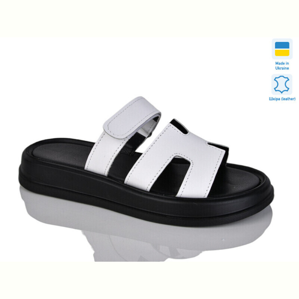 Шлепки Sali 1501-25 білий к. ч.п.