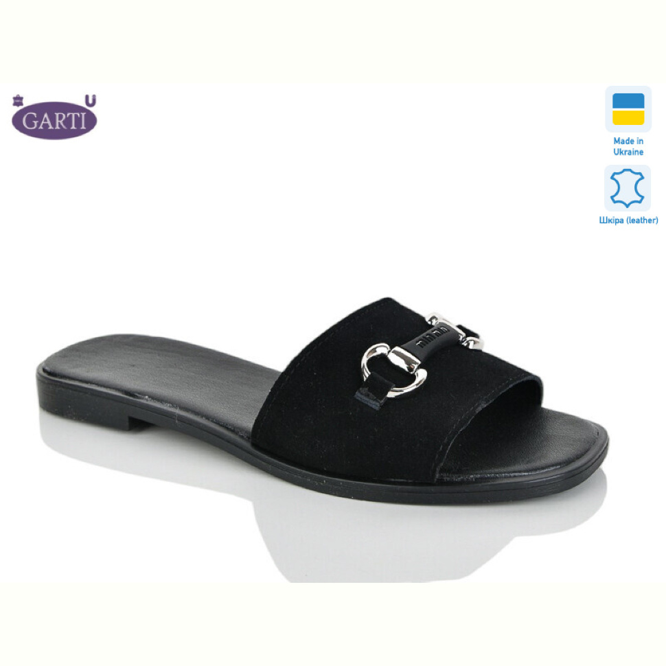 Шлепки Garti 54 чорний замш