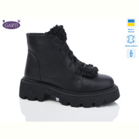 Ботинки Garti 6971 чорна шкіра байка