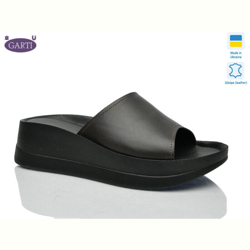 Шлепки Garti 0133 коричнева шкіра
