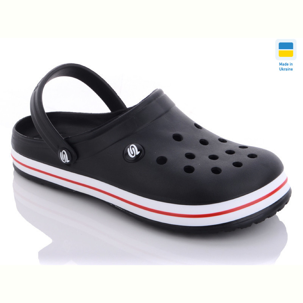 Кроксы Progress Прогресс М224 черный с белой полоской