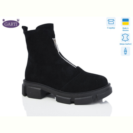 Ботинки Garti 304 чорний замш байка